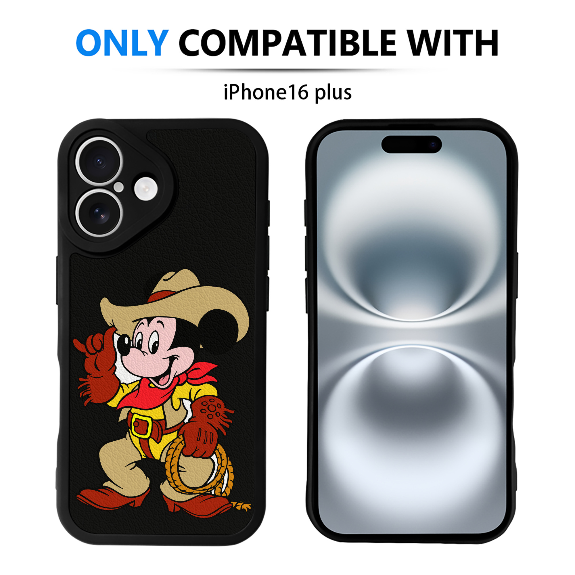 （画像用） ミッキーマウス Mickey Mouse 【iPhone 16シリーズ対応】シリコンスマホケース（レザー調） 材質：シリコン